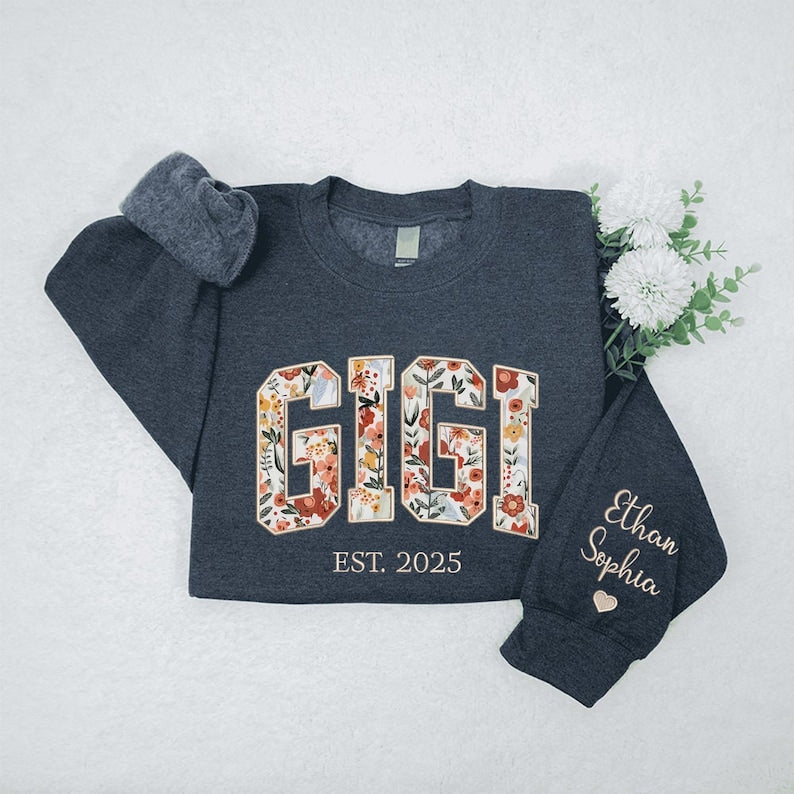 Custom Embroidered Gigi, Nana, Grandma Sweatshirt Gifts