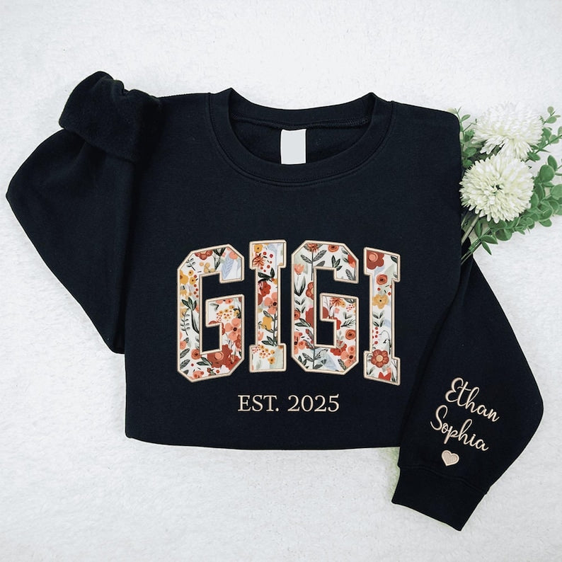 Custom Embroidered Gigi, Nana, Grandma Sweatshirt Gifts