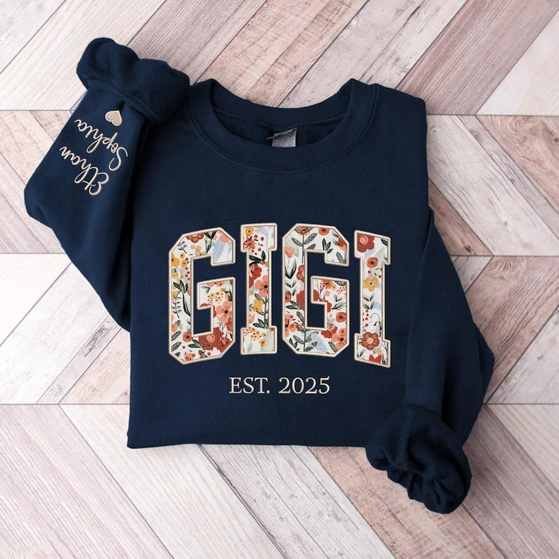 Custom Embroidered Gigi, Nana, Grandma Sweatshirt Gifts