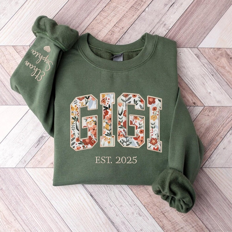 Custom Embroidered Gigi, Nana, Grandma Sweatshirt Gifts