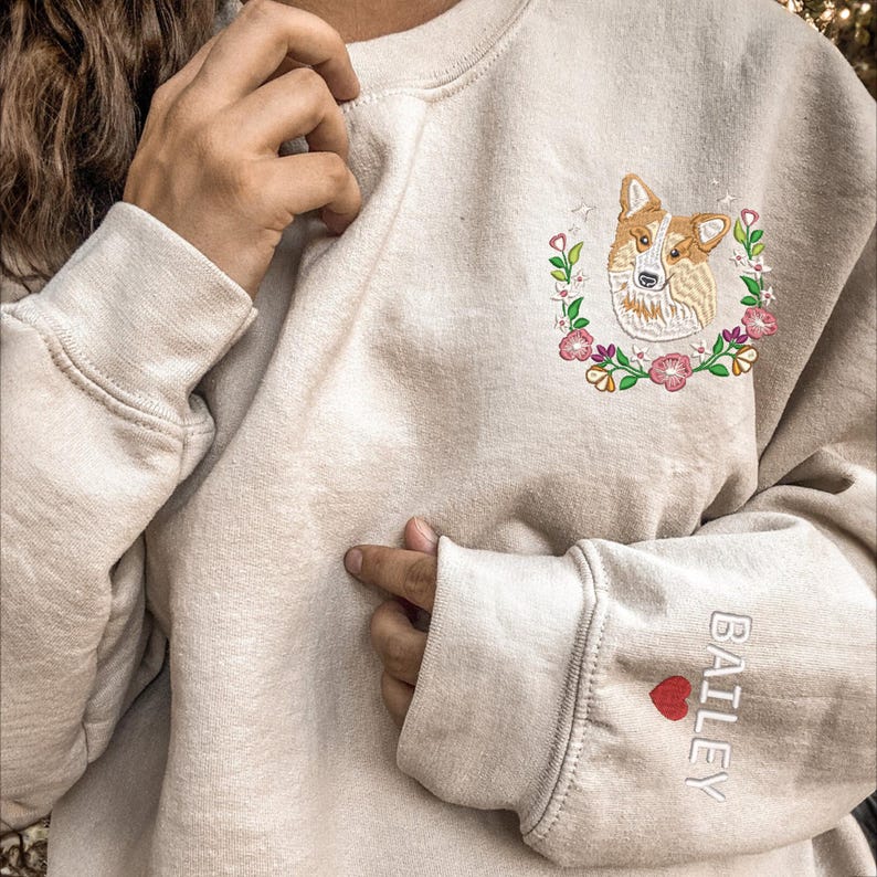Custom Dog Portrait Embroidered Sweatshirt