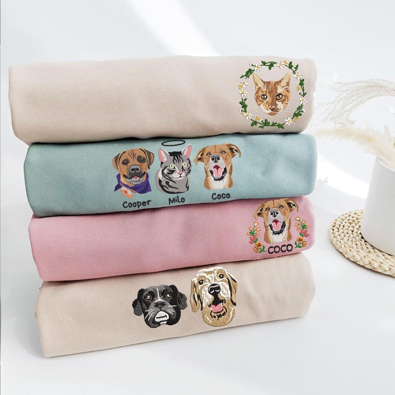 Custom Dog Portrait Embroidered Sweatshirt