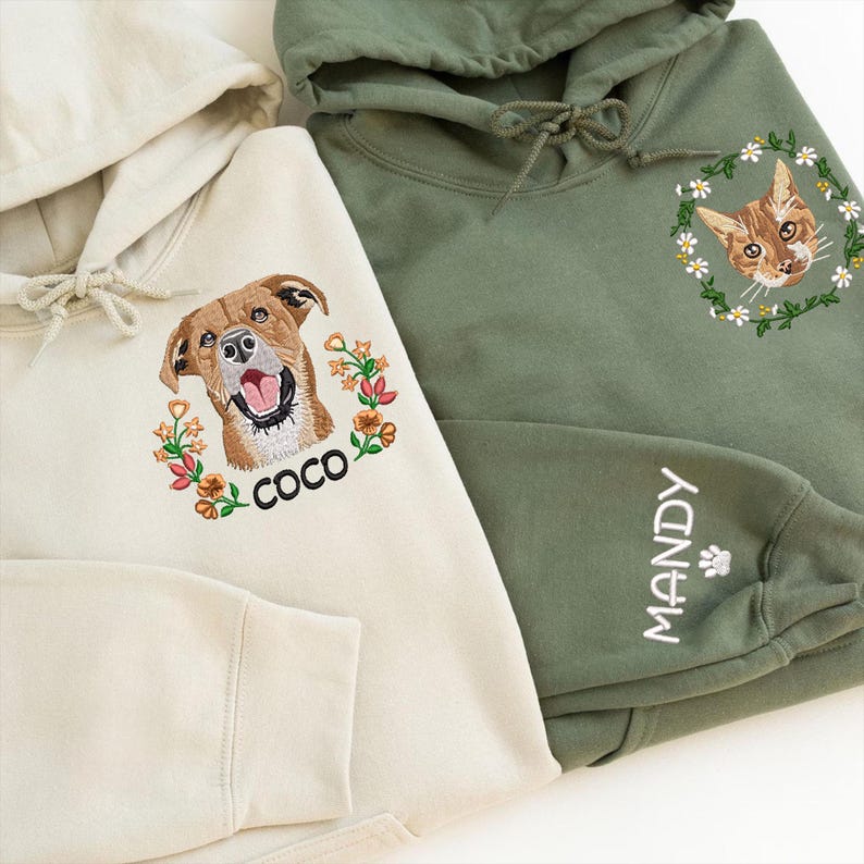 Custom Dog Portrait Embroidered Sweatshirt