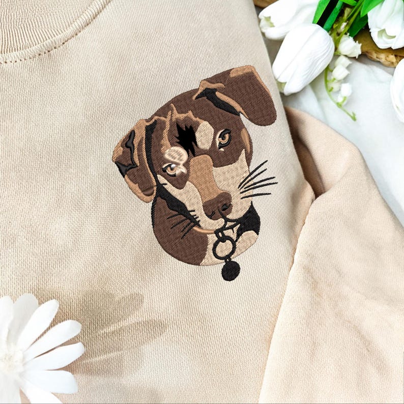 Custom Dog Portrait Embroidered Sweatshirt
